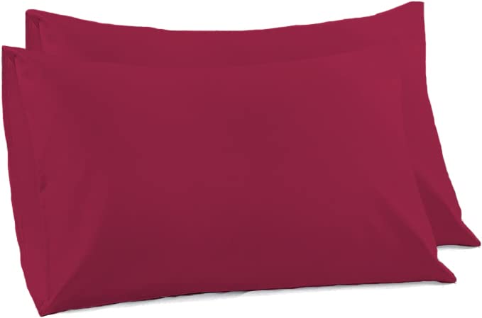 100% Polycotton Pillowcases Ultra Soft & Durable Pillow Protectors Pack of 2 Envelope Pillow Covers Plain Pillow Case Cover For Bedroom (Red)