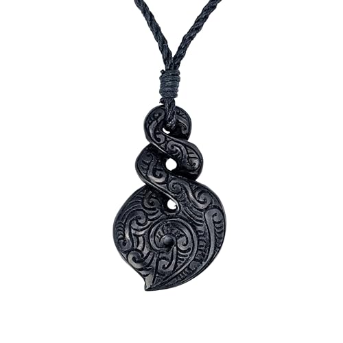 Pendentif Hei Pikorua maori collier cordon homme femme bijou tribal corne