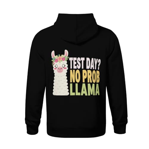 Kids Funny Test Day No Prob Llama Teacher Testing Boys Girls Lightweight Kangaroo Pocket Fleece Hoodies3