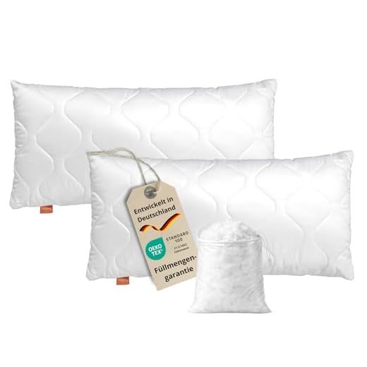 sleepling 196137 2er Set Komfort 100 Kopfkissen | Zierkissen | Sofakissen | Ökotex | waschbar bis 60 Grad | Made in EU | Füllmengengarantie | Größengarantie | 30 x 50 cm, weiß