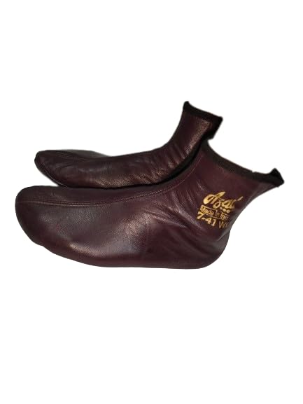 Leather Winter Socks, Burgundy Slippers, Islam Mest Feet Warmer, Halal Slippers by SABA INTERNATIONAL.2