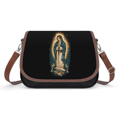 Virgin Mary Women Crossbody Purse Leather Messenger Bag Handbags Shoulder Strap Bags