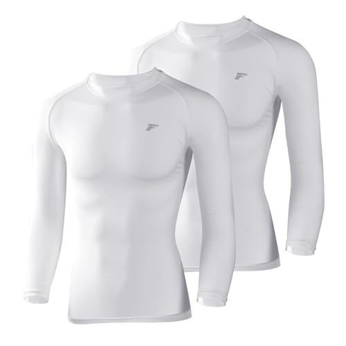 Men's Compression Shirts Long Sleeve Running Athletic Undershirts Workout Baseball Base Layer Fishing Rash Guard Tops 2 Pack