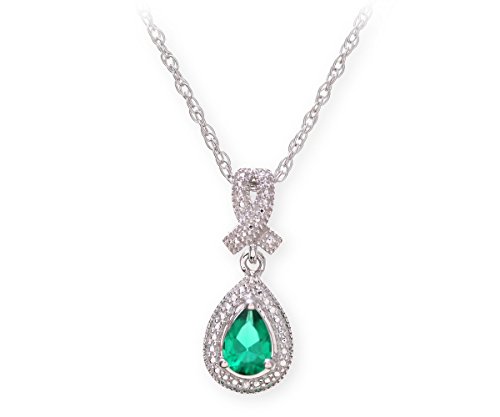 Theia TH2468 - Joyería de plata de ley con esmeralda (.005)