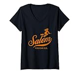 Photo Gallery salem broom company - strega divertente per halloween maglietta con collo a v Photo Gallery salem broom company - strega divertente per halloween maglietta con collo a v