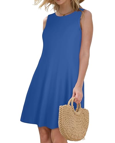 Image of JOLIGAL Womens Summer Dresses Casual Sleeveless Tshirt Sundress Beach Cover Up with Pockets Loose Tank Dress 2026