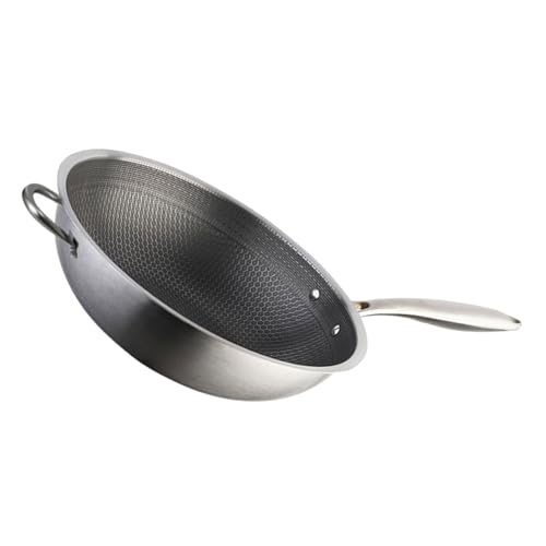 Wok de Acero Inoxidable con Mango Doble y Revestimiento Antiadherente