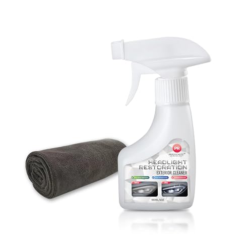 PRAZISCHUTZ Headlight Cleaner and Restorer Spray - Restores Clarity, Removes Haze & Yellowing for Cars, UV Protection, No Sanding Required - 180ml/6oz