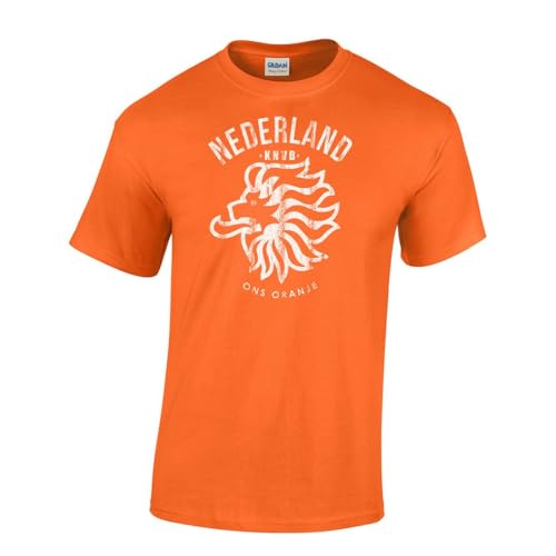 DIRTYRAGZ Mens Netherlands Flag Holland Dutch Soccer Mens T-Shirt L Orange