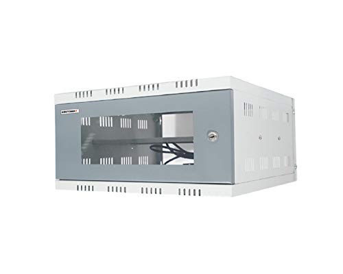 Image of 3U DVR /CCTV /NVR /Server /Network Rack - Wall Mount With Transparent Glass Door - Metal Cabinet Box - 1 Tier Shelf - 3 Power Plug Socket (40cm X 40cm X 20cm, Grey)