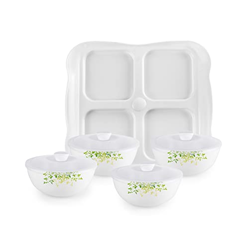 Image of Cello Dazzle Series Opalware Green Orchard Dry Fruit Set of 9, White