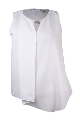DKNYC Women's Cascade Blouse with Metal Neck Trim