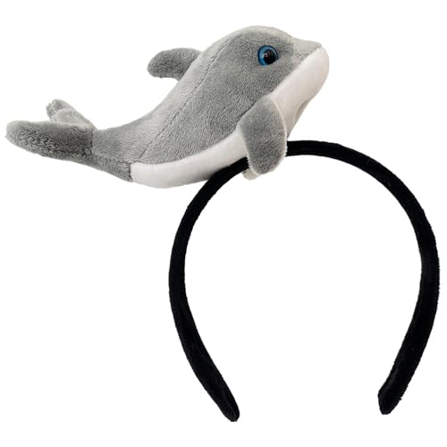 SkyPOOU Joli serre-tête en peluche sur le thème marin de dessin animé pour femme - Accessoire de fête d'anniversaire - Petit dauphin