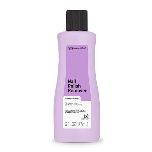 Amazon Essentials Nail Polish Remover, Strengthening, Acetone-Based Formula, Formulated with