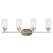 4 Light VINLUZ Wall Sconce Contemporary Stylish Bathroom Vanity Lighting Fixtures Brushed Nickel with Clear Glass