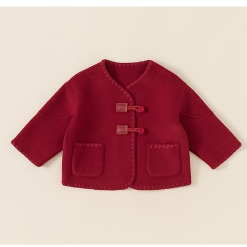 Children's Red Tweed Coat Short Winter Girl's Coat New Year's Coat2