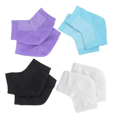 Ipetboom 4Pairs Moisturizing Gel Heel Socks of Elastic Foot Sleeves for Cracked Heels Reusable Soft Heel Protectors for Home Foot Care Comfort Flexibility