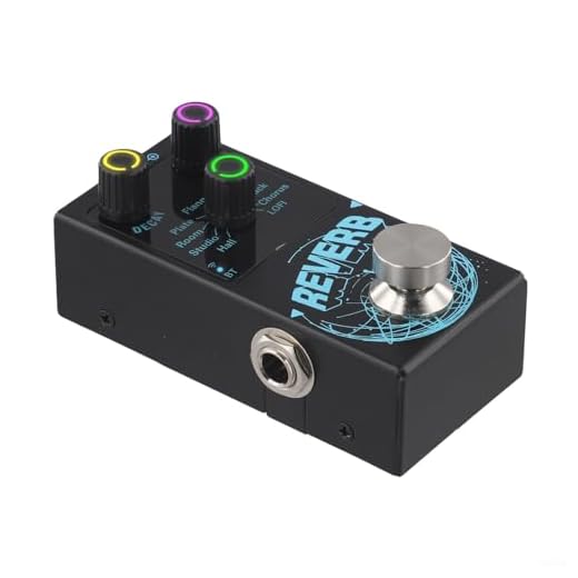 Pedal de reverberación de guitarra digital con 9 efectos de reverberación con decaimiento independiente y ajustes de mezcla húmeda/seca y True Bypass