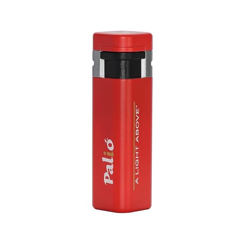 Palió Treo Triple Jet Flame Butane Torch Lighter, Red | Wind Resistant, Oversized Refillable Fuel Tank, Adjustable Flame, Easy Push Ignition, Flip-Top Lid, High Altitude Tested