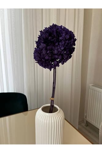 Hortensia morada preservada seca tallo único 50 cm miniatura 2