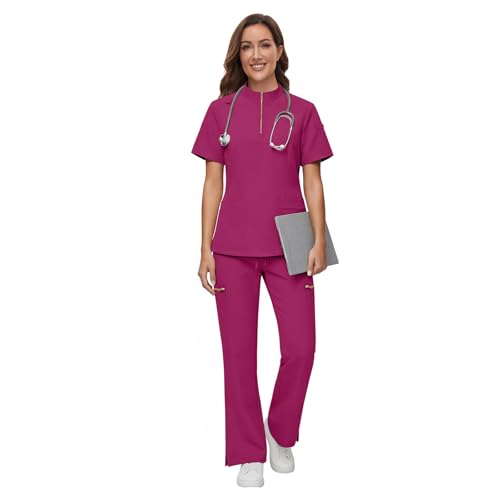 Gargey Scrubs for Women - Zip Front Top & Flare Pant Stretch Nursing Women’s Scrubs Set Medical Uniform - image 2