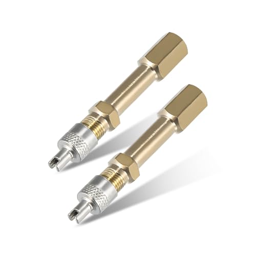 Image of 2PCS Brass Auto Tire Valve Extension Adaptor, 50mm /1.97 inch Long Air Tyre Stem Extender Valve Tool, Tire Stem Inflation Stright Bore for Car Truck Motorcycle Bike Scooter