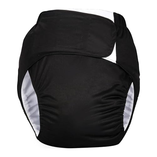 再利用可能な大人用布おむつ、洗える防水高齢者用失禁保護おむつ下着、大人の失禁ケア、高齢者、妊婦、障害者のための最大の吸収力(Black,XXX-Large)