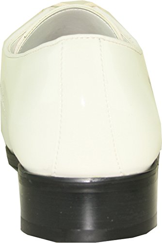 VANGELO Men Tuxedo Shoe TUX-5 Fashion Square Toe for Wedding Formal Event Ivory Patent 8.5W3