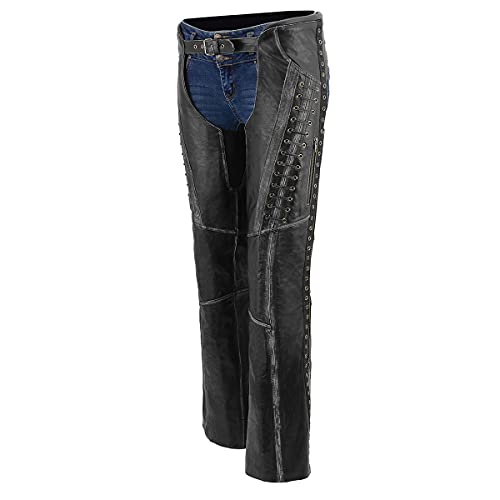 Image of Milwaukee Leather Premium Leather Motorcycle Riding Chaps for Women Bikers