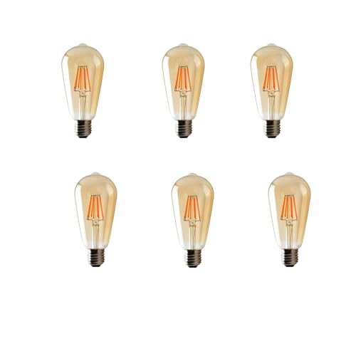 LEDSone Pack 6, Vintage LED E27 Screw Bulb, ST64 4W Edison Light Bulb - Image 2