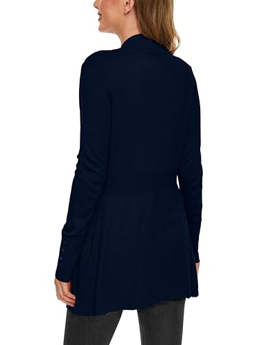 Image of Women Long Knit Cardigan Lightweight Open Front Sweaters | Capsule Wardrobe for Women, Relaxed fit, Buttoned Ribbed cuffs, Dressy Business Casual , for spring early fall office work