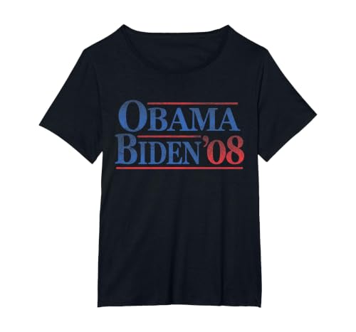 Retro Distressed Vintage Obama Biden 08 Campaign T-Shirt, Women's Plus, Black, 2X