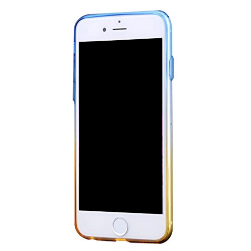 Brilliant Mart Double Color Gradient Cover TPU+PC Slim Phone Case Protective Shield Flexible Rubber Soft Shock Absorbing + Scratch Resistant Frame Cover Case for Iphone 6S Plus 5.5Inch, Blue Yellow