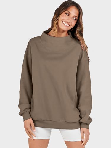 Image of ANRABESS Womens Oversized Sweatshirts Mock Neck Pullover