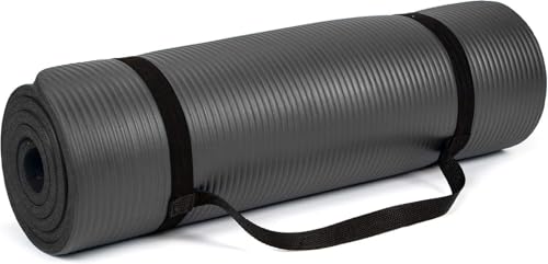 M7 Packaging Yoga Mat, 12mm Extra Thick Exercise Mat 183cm x 60cm Multi-Purpose for Men, Women, Non-Slip Yoga Mat, Ideal for Pilates, Planks, Stretching, Ideal for Home Gym (Black)