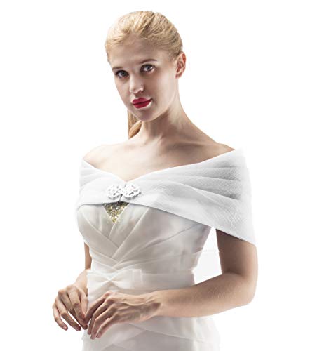 Alivila.Y Fashion Mesh Buckle Wrap Shrug Shawl Scarf 01-White Mesh - Thumbnail 5