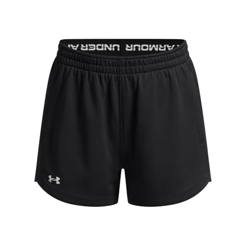 Under Armour Girls' Tech Play Up Mesh Shorts, (002) Black / / White, Medium