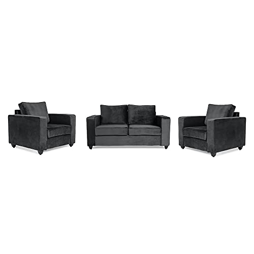 Image of Wakefit Sofa Set | 3 Year Warranty | Sofa 4 Seater, 4 Seater Sofa for Living Room, Wooden Sofa Set, Sofa Set 2+1+1 Seater - Napper(Fabric-Velvet : Space Grey)