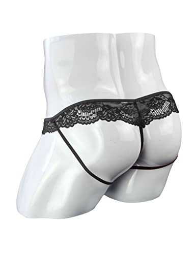 Men's Lace T-back Under Panties Bulge Big Pouch Thongs Briefs Boxers T String Girly Lingerie Underwear4