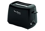 Moulinex Principio, Tostadora de 2 Ranuras, 850 W, 6 niveles de tostado ajustable, Bandeja recogemigas, Diseño fácil de usar y limpiar, Ideal para pan fino y grueso, Negra, TT110232