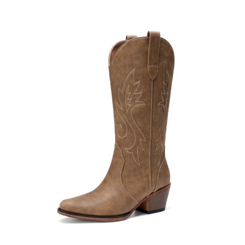 DREAM PAIRS Women's Cowboy Cowgirl Western Boots,Size 7,All Brown - image 1