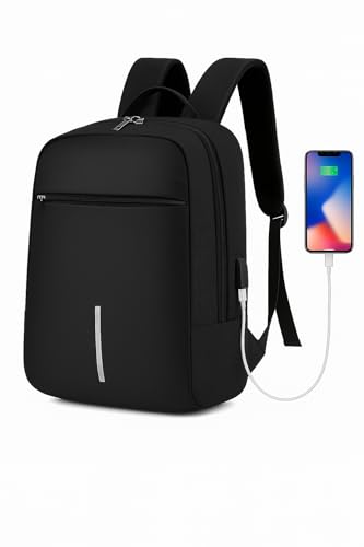 Mochila Antifurto Masculina Feminina para Notebook 15,6” Impermeável com Porta USB – Mochila Executiva de Viagem e Trabalho Preta