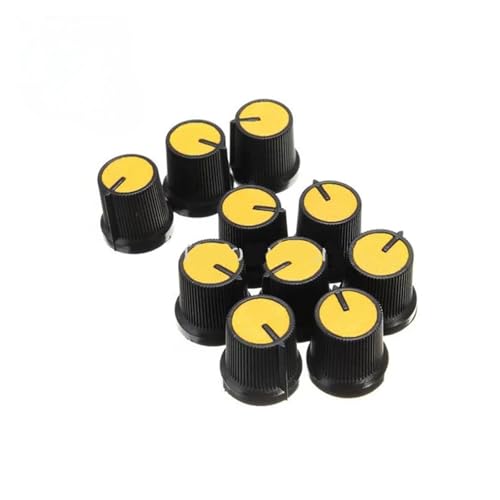 Boutons de potentiomètre AG3 WH148 en plastique jaune 15x17mm lot de 10