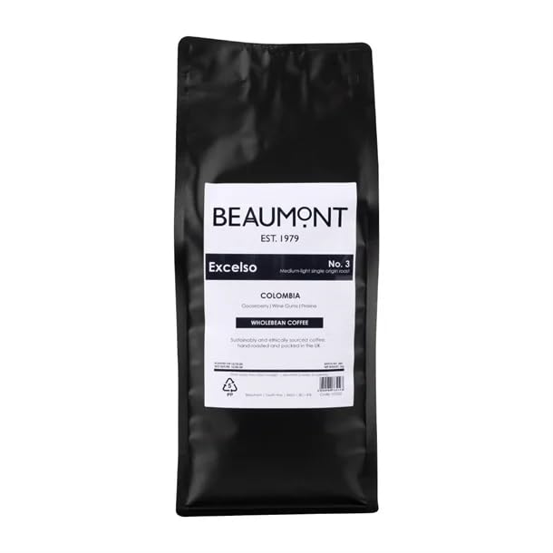 Beaumont No.3 Excelso Grind Coffee Roasted Colombian Beans 1kg - Flavour Notes: Gooseberry, Wine Gums, Praline HS532