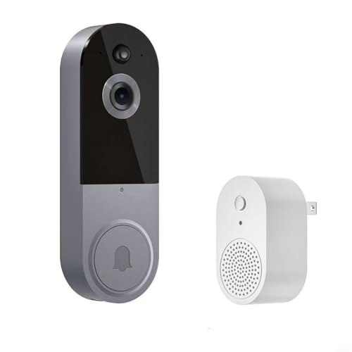 GANCEI Sonnette vidéo sans fil 1080p avec audio bidirectionnel, connectivité WiFi et mouvement humain pour une meilleure sécurité de la maison (gris)