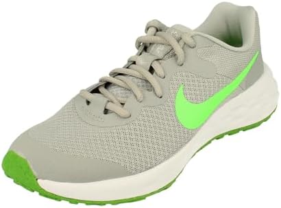 NIKE Revolution 6 Boys Trainers Lt Smoke Grey/Green 4.5 UK