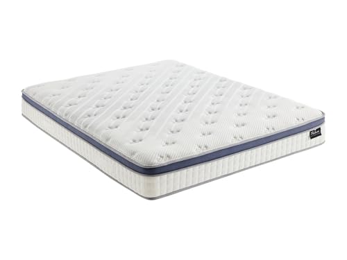 Vente-unique - Set 140 x 190 cm Boxspringbett + Hybrid-Matratze, Taschenfederkernmatratze, 7 Zonen aus Memory-Schaum und Latex, Stà ¤rke 25 cm  Malao de Palacio – Bild 3