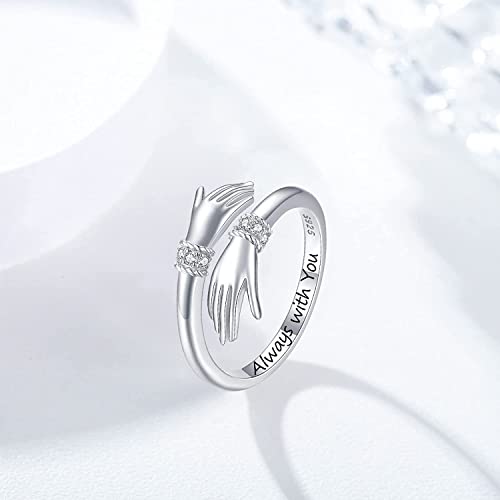 Adjustable Crystal Toned Silver Ring for Valentine