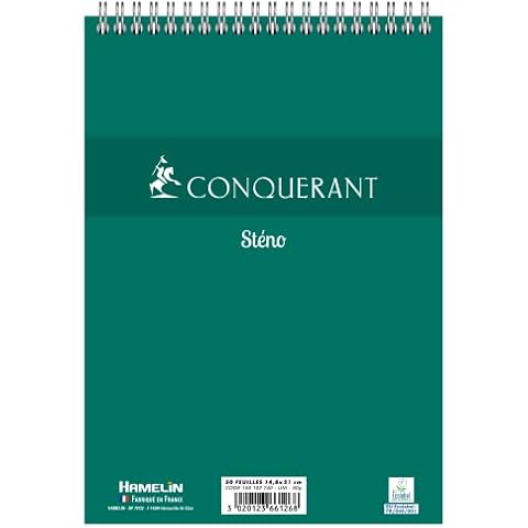 Hamelin Conquerant Notizblock, Stereo, A5, einfarbig, 100 Seiten, Einband, grüne Karte, 10 Stück Cover