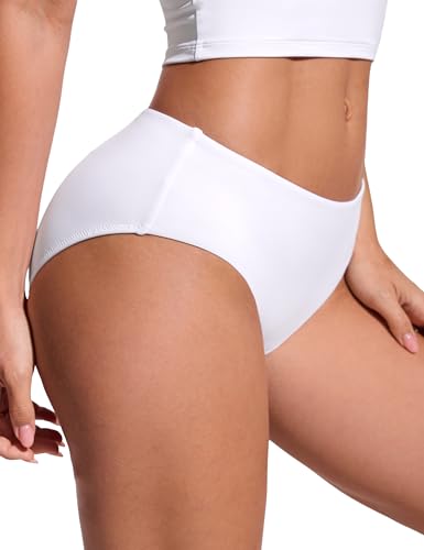 Image of CRZ YOGA Mid Waisted Bikini Bottoms | Mid Cut Leg, Medium Bum Coverage, Full Lining, Swim, Bathing Suit Briefs for Women
